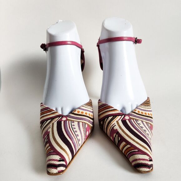 Vintage Y2K 90s Moda Spana Pointy Toe Kitten Heel D'Orsay Ankle Strap Size 7 - Picture 5 of 10